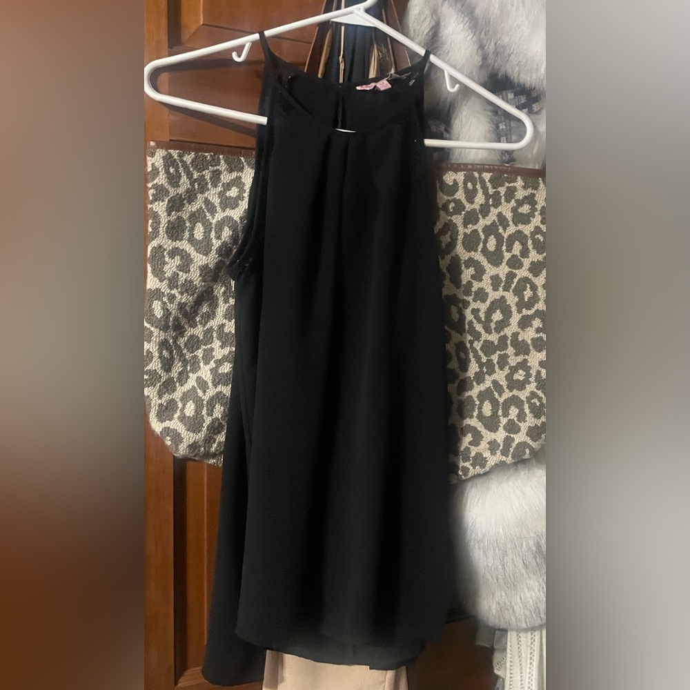 Candies Chiffon High Neck Black Halter Top Tank Top